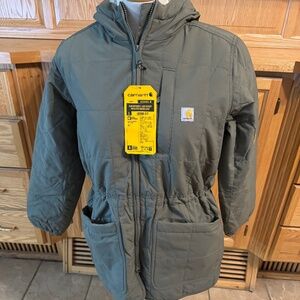 Carhartt Women's Green Small (4-6) Loose Fit Rain Defender Extreme Warmth